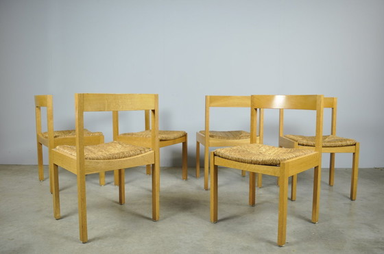 Image 1 of Azs / Vintage Oak Dining Chairs (6) / Gerard Geytenbeek / 1960S Netherlands