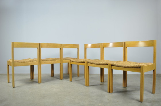 Image 1 of Azs / Vintage Oak Dining Chairs (6) / Gerard Geytenbeek / 1960S Netherlands