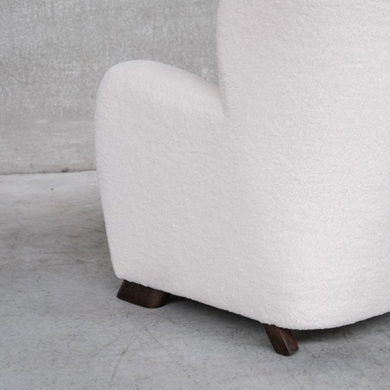 Image 1 of Coppia di poltrone danesi vintage in bouclé bianco, anni '50