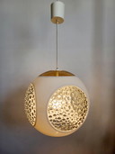 Space age pendant lamp, Bug eye, Massive, white, Belgium, 1970s