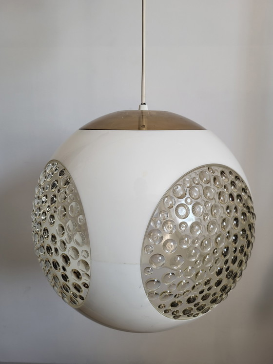 Image 1 of Space age pendant lamp, Bug eye, Massive, white, Belgium, 1970s