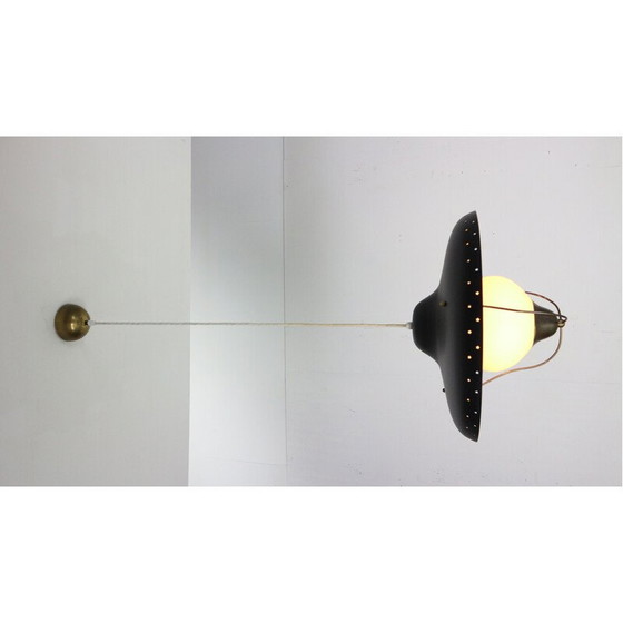 Image 1 of Vintage pendant lamp in opaline glass and opal brass by Bent Karlby for Lyfa, Denmark 1950