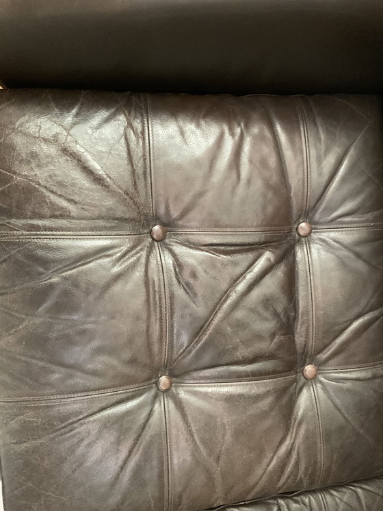 Image 1 of Mid Century Brown Leather 2-Seater Sofa