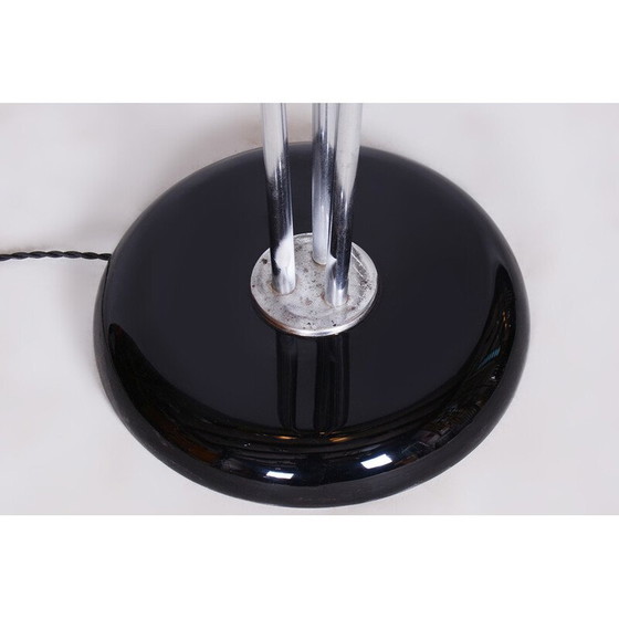 Image 1 of Vintage floor lamp in chromed steel and lacquered wood, Czechoslovakia 1930