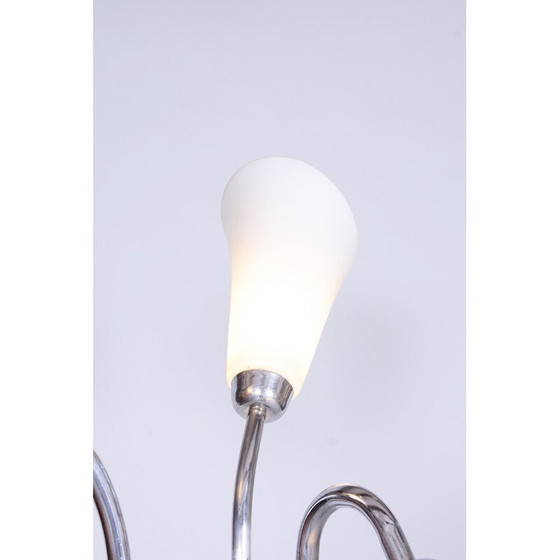 Image 1 of Vintage floor lamp in chromed steel and lacquered wood, Czechoslovakia 1930