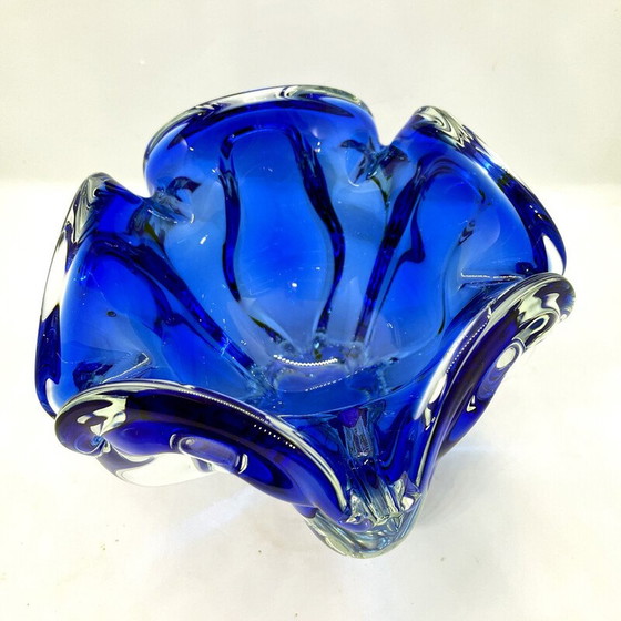 Image 1 of Vintage cobalt ashtray by J. Hospodka for Chribska Sklarna, Czechoslovakia 1960