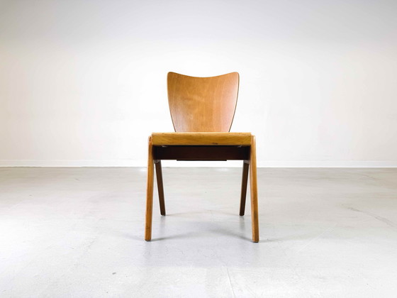 Image 1 of Set of 6 Mid - Century chairs Kadeder beech vintage stacking chair