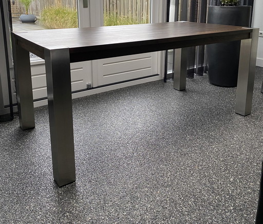 Dining table Cross Mc Glan oak top with stainless steel legs