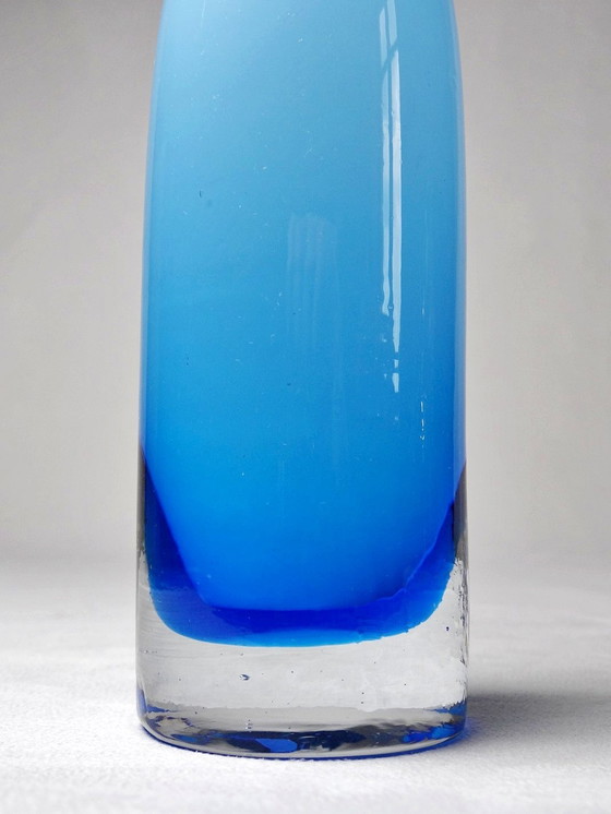 Image 1 of Vase Bottle Soliflore Murano Blue Shaded Sommerso Style