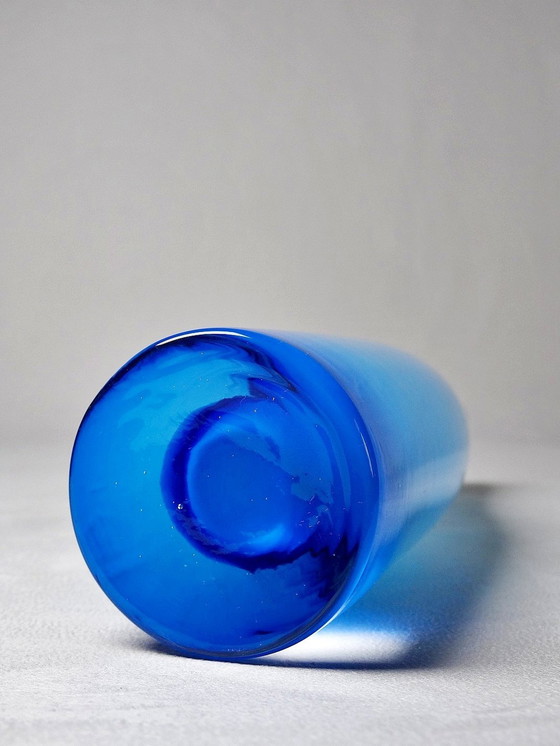 Image 1 of Vase Bottle Soliflore Murano Blue Shaded Sommerso Style