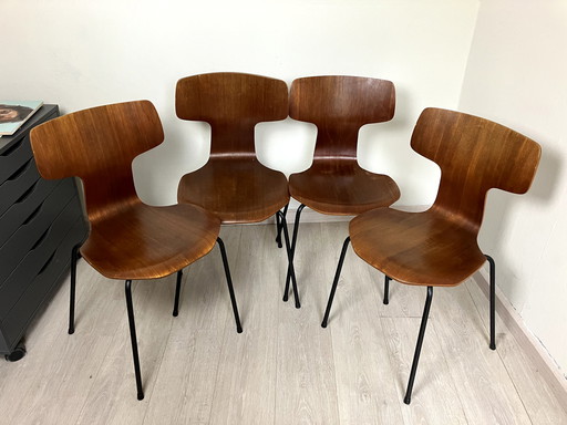 4x Chaise Fritz Hansen Hammer