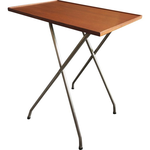 Vintage teak and aluminum wine table, Denmark 1960