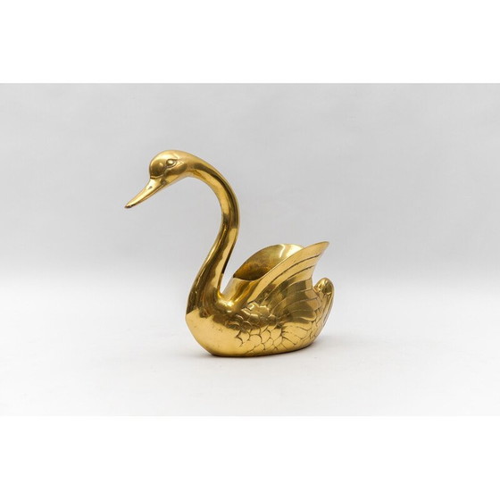 Image 1 of Vintage swan planter in solid brass, Italy 1960