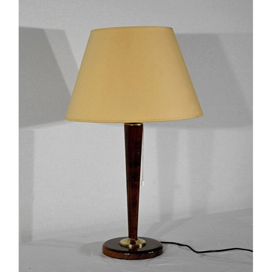 Image 1 of Vintage mahogany and brass lamp by Mazda, 1950