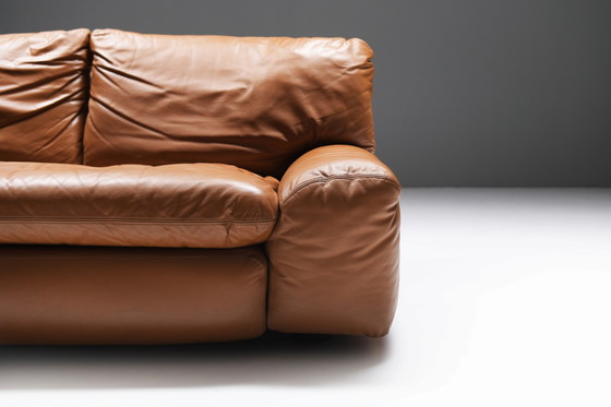 Image 1 of Set of vintage Bengodi sofas in cognac leather by Cini Boeri for Arflex Italy