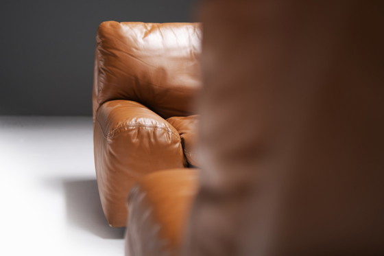 Image 1 of Set of vintage Bengodi sofas in cognac leather by Cini Boeri for Arflex Italy