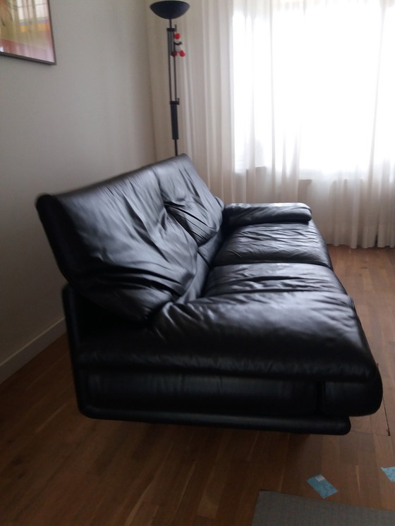 Image 1 of B&B Italia Alanda Black Leather 2.5 Seater Sofa