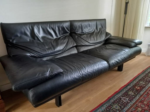 B&B Italia Alanda Black Leather 2.5 Seater Sofa