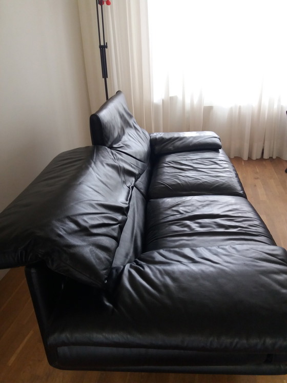 Image 1 of B&B Italia Alanda Black Leather 2.5 Seater Sofa