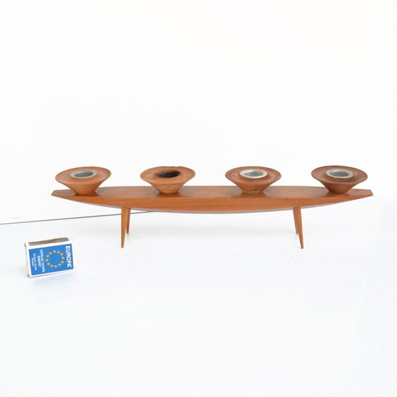 Image 1 of Vintage four-branch ash wood candle holders, Germany 1960-1970