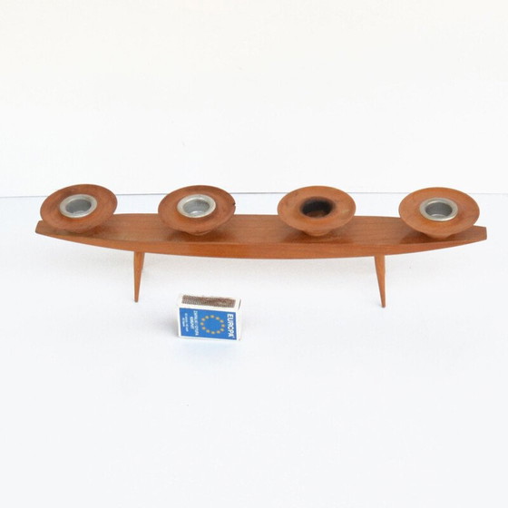 Image 1 of Vintage four-branch ash wood candle holders, Germany 1960-1970