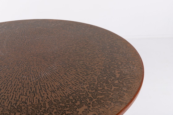 Image 1 of Scandinavian Modern table with copper inlaid from 1960’s