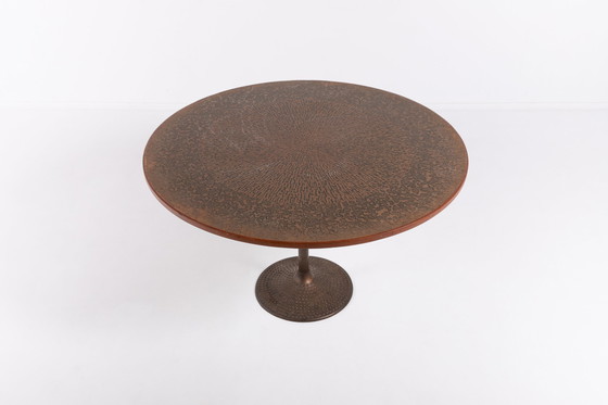 Image 1 of Scandinavian Modern table with copper inlaid from 1960’s