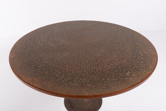 Image 1 of Scandinavian Modern table with copper inlaid from 1960’s