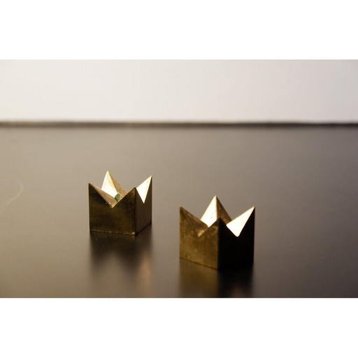 Pair of vintage brass candlesticks by Pierre Forssell, 1970