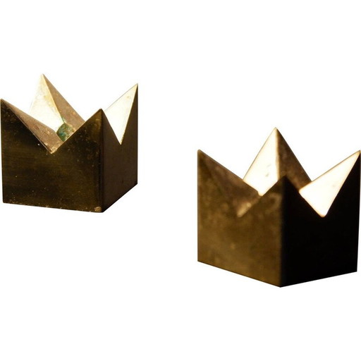 Pair of vintage brass candlesticks by Pierre Forssell, 1970