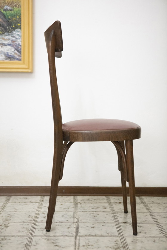 Image 1 of 6x Chairs in bent beech with red Sky seat