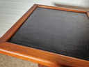 Turned Plant Stand With Leather Top, 1950s