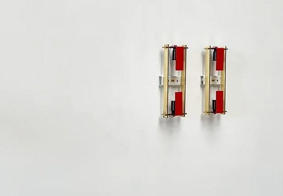 Image 1 of Couple of brass wall lamps by Lumière