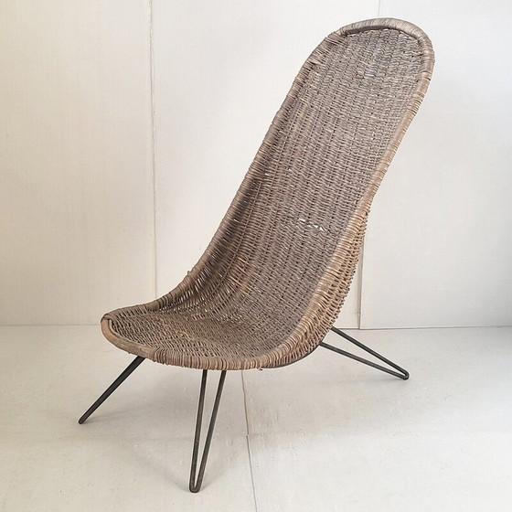 Image 1 of Vintage armchair in rattan and steel, 1950