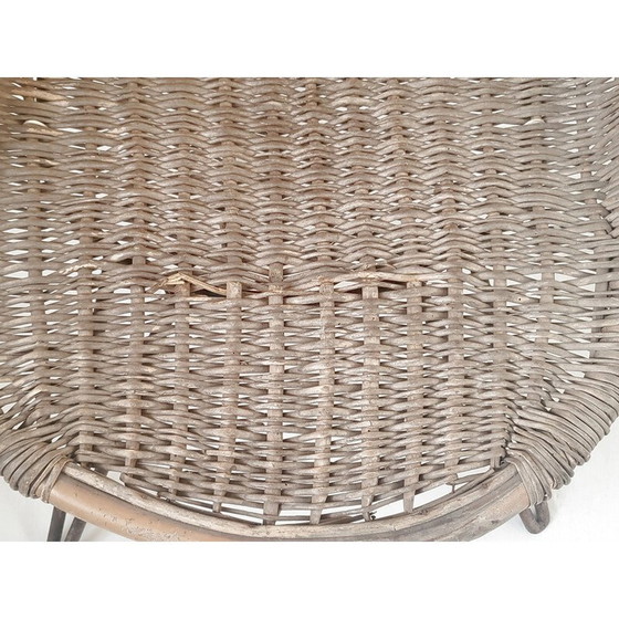 Image 1 of Vintage armchair in rattan and steel, 1950