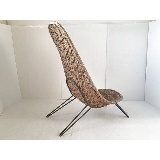 Image 1 of Vintage armchair in rattan and steel, 1950