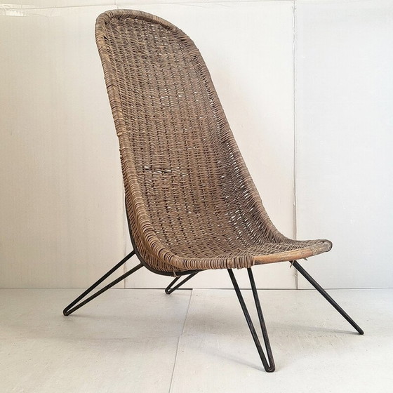 Image 1 of Vintage armchair in rattan and steel, 1950