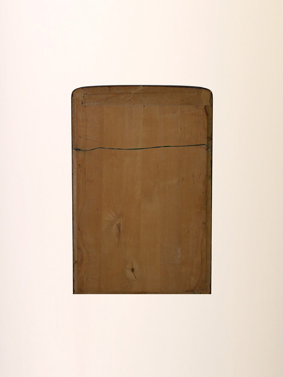 Image 1 of Vintage Scandinavian Walnut Rectangular Mirror With Rounded Corners