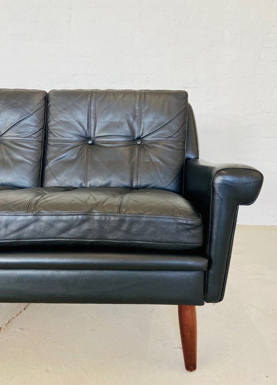 Image 1 of Vintage Danish Retro Svend Skipper 3 Person Sofa in Black Leather 1960s