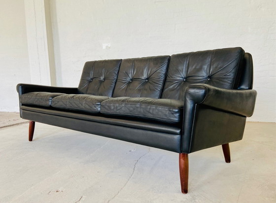 Image 1 of Vintage Danish Retro Svend Skipper 3 Person Sofa in Black Leather 1960s