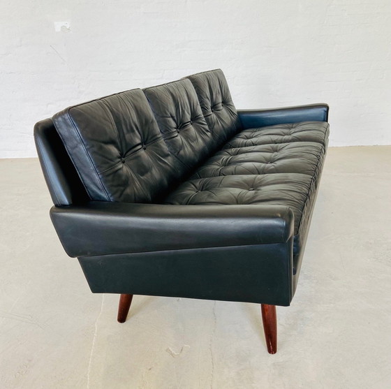 Image 1 of Vintage Danish Retro Svend Skipper 3 Person Sofa in Black Leather 1960s