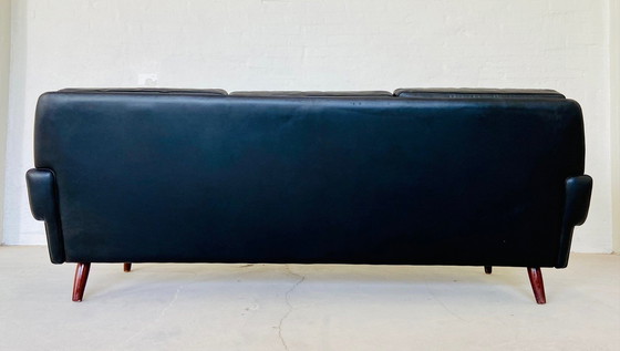 Image 1 of Vintage Danish Retro Svend Skipper 3 Person Sofa in Black Leather 1960s