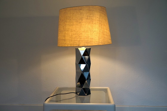 Image 1 of  Italian sculptural table lamp in chrome-plated metal, 1960s