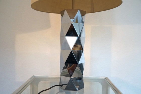 Image 1 of  Italian sculptural table lamp in chrome-plated metal, 1960s