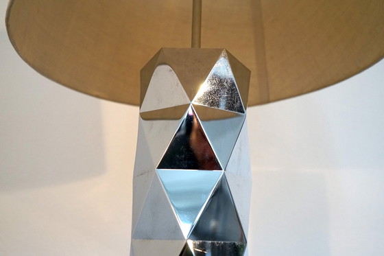 Image 1 of  Italian sculptural table lamp in chrome-plated metal, 1960s