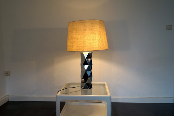 Image 1 of  Italian sculptural table lamp in chrome-plated metal, 1960s