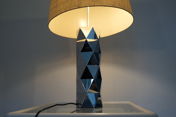 Image 1 of  Italian sculptural table lamp in chrome-plated metal, 1960s