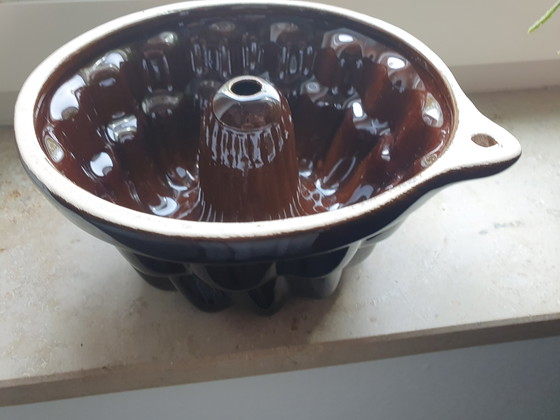 Image 1 of West Germany custard cake mold earthenware glaze