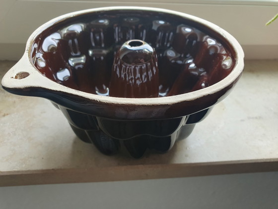 Image 1 of West Germany custard cake mold earthenware glaze