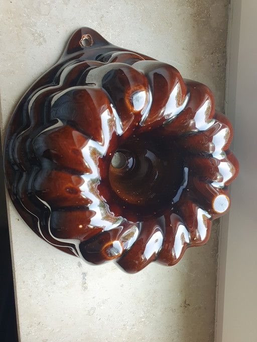 West Germany custard cake mold earthenware glaze